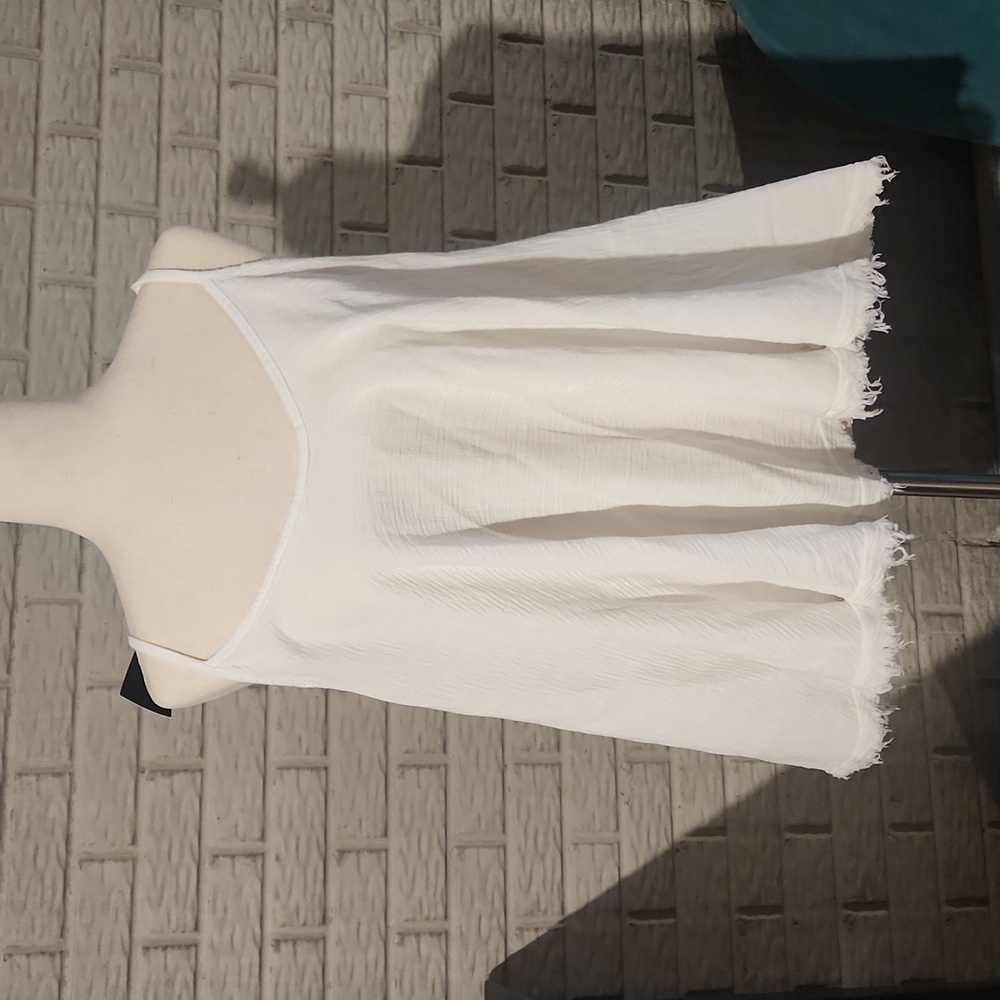 Women's White Lightweight Spaghetti-Strap Tunic Top